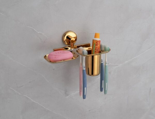 309 Soap dish + tumbler Gold