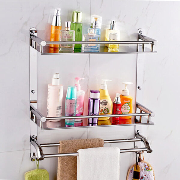 2 Layer Bathroom Shelf - Silver